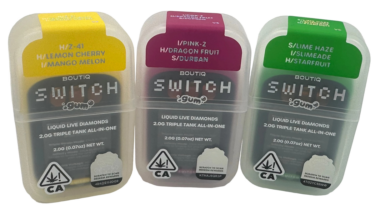 Boutiq Switch-Gum Edition 3 in 1 Triple Tank 2 gram Liquid Live Diamonds